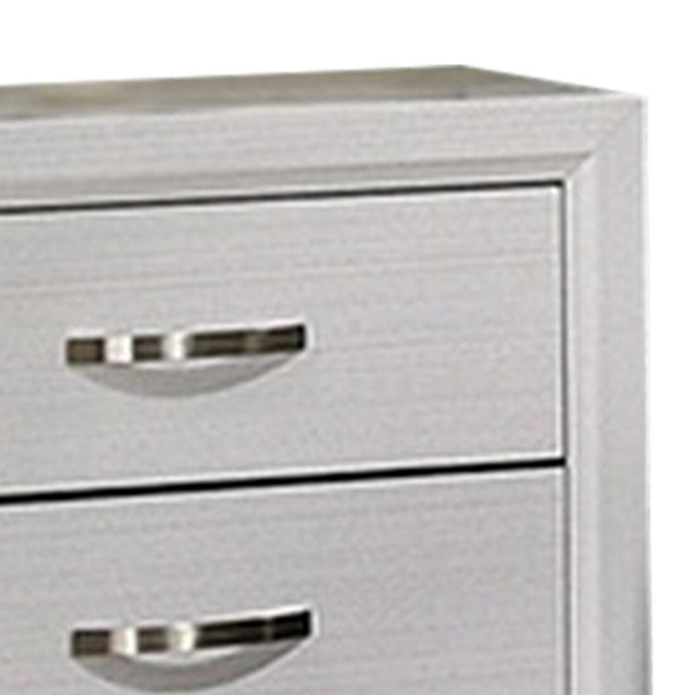 Queen Bedroom Set, White, Black, Nickel Wood, 2 Piece Set with Nightstand