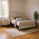 Queen Bedroom Set, White, Black, Nickel Wood, 2 Piece Set with Nightstand