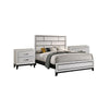Queen Bedroom Set, White, Black, Nickel Wood, 3 Piece Set with 2 Nightstands
