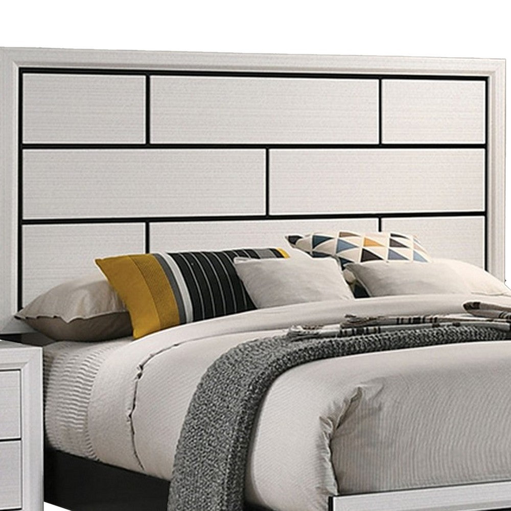 Queen Bedroom Set, White, Black, Nickel Wood, 3 Piece Set with 2 Nightstands