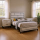 Queen Bedroom Set, White, Black, Nickel Wood, 3 Piece Set with 2 Nightstands