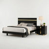 Queen Bedroom Set, Black, Gold Wood, 2 Piece Set with Nightstand