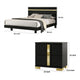 Queen Bedroom Set, Black, Gold Wood, 2 Piece Set with Nightstand