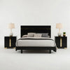 Queen Bedroom Set, Black, Gold Wood, 3 Piece Set with 2 Nightstands