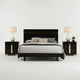 Queen Bedroom Set, Black, Gold Wood, 3 Piece Set with 2 Nightstands