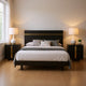 Queen Bedroom Set, Black, Gold Wood, 3 Piece Set with 2 Nightstands