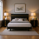 Queen Bedroom Set, Black, Gold Wood, 3 Piece Set with 2 Nightstands