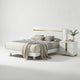 Queen Bedroom Set, White, Gold Wood, 2 Piece Set with Nightstand