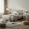 Queen Bedroom Set, White, Gold Wood, 2 Piece Set with Nightstand