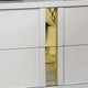 Queen Bedroom Set, White, Gold Wood, 3 Piece Set with 2 Nightstands
