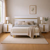 Queen Bedroom Set, White, Gold Wood, 3 Piece Set with 2 Nightstands