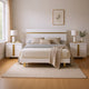 Queen Bedroom Set, White, Gold Wood, 3 Piece Set with 2 Nightstands