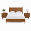Queen Bedroom Set, Walnut Brown, Nickel Wood, 3 Piece Set with 2 Nightstands