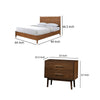 Queen Bedroom Set, Walnut Brown, Nickel Wood, 3 Piece Set with 2 Nightstands