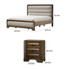Queen Bedroom Set, Brown, Bronze, Light Gray Wood, 2 Piece Set with Nightstand