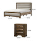 Queen Bedroom Set, Brown, Bronze, Light Gray Wood, 2 Piece Set with Nightstand