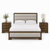 Queen Bedroom Set, Brown, Bronze, Light Gray Wood, 3 Piece Set with 2 Nightstands