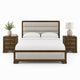 Queen Bedroom Set, Brown, Bronze, Light Gray Wood, 3 Piece Set with 2 Nightstands