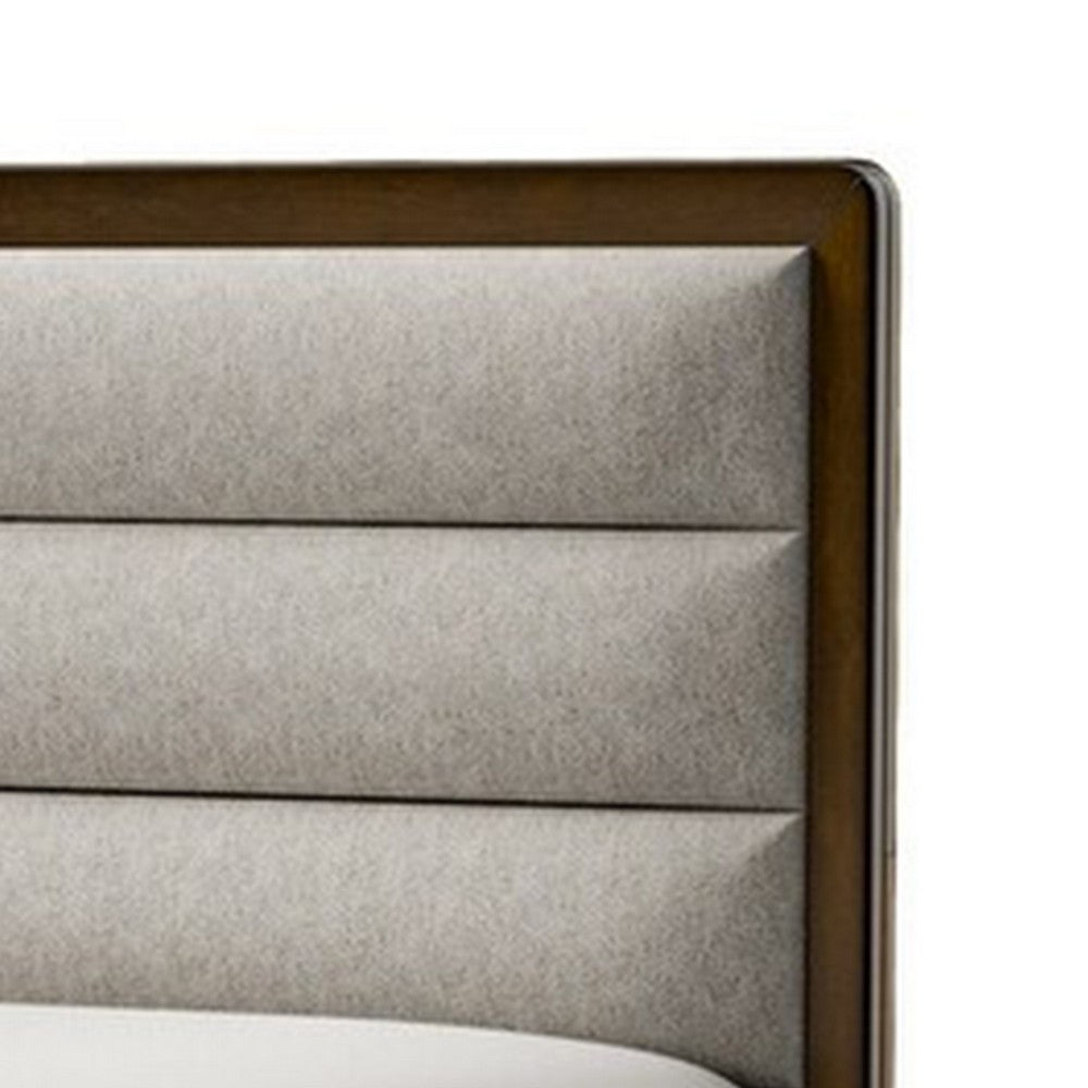 Queen Bedroom Set, Brown, Bronze, Light Gray Wood, 3 Piece Set with 2 Nightstands