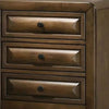 Queen Bedroom Set, Brown, Bronze, Light Gray Wood, 3 Piece Set with 2 Nightstands