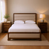 Queen Bedroom Set, Brown, Bronze, Light Gray Wood, 3 Piece Set with 2 Nightstands