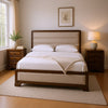 Queen Bedroom Set, Brown, Bronze, Light Gray Wood, 3 Piece Set with 2 Nightstands