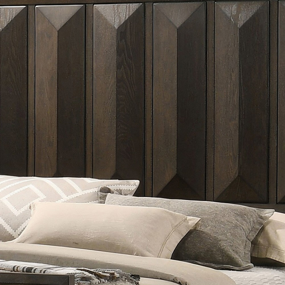 Queen Bedroom Set, Espresso Brown, Nickel Wood, 2 Piece Set with Nightstand