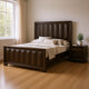 Queen Bedroom Set, Espresso Brown, Nickel Wood, 2 Piece Set with Nightstand
