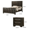 Queen Bedroom Set, Espresso Brown, Nickel Wood, 3 Piece Set with 2 Nightstands