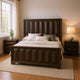 Queen Bedroom Set, Espresso Brown, Nickel Wood, 3 Piece Set with 2 Nightstands