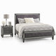 Queen Bedroom Set, Gray, Nickel Wood, 2 Piece Set with Nightstand