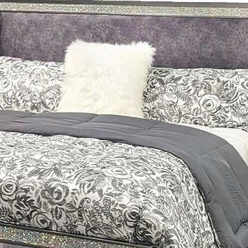 Queen Bedroom Set, Gray, Nickel Wood, 2 Piece Set with Nightstand