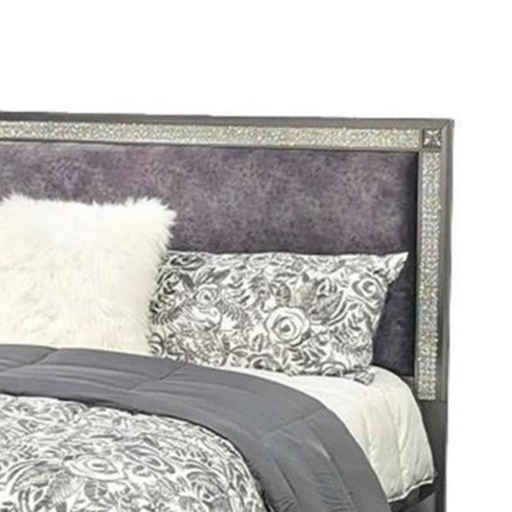 Queen Bedroom Set, Gray, Nickel Wood, 2 Piece Set with Nightstand
