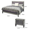 Queen Bedroom Set, Gray, Nickel Wood, 2 Piece Set with Nightstand