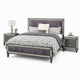 Queen Bedroom Set, Gray, Nickel Wood, 3 Piece Set with 2 Nightstands