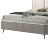 Queen Bedroom Set, Light Gray, Silver, White, Chrome Wood, 2 Piece Set with Nightstand