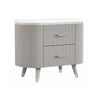 Queen Bedroom Set, Light Gray, Silver, White, Chrome Wood, 2 Piece Set with Nightstand