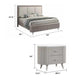 Queen Bedroom Set, Light Gray, Silver, White, Chrome Wood, 2 Piece Set with Nightstand