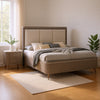 Queen Bedroom Set, Light Gray, Silver, White, Chrome Wood, 2 Piece Set with Nightstand
