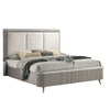 Queen Bedroom Set, Light Gray, Silver, White, Chrome Wood, 3 Piece Set with 2 Nightstands