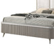 Queen Bedroom Set, Light Gray, Silver, White, Chrome Wood, 3 Piece Set with 2 Nightstands
