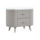 Queen Bedroom Set, Light Gray, Silver, White, Chrome Wood, 3 Piece Set with 2 Nightstands