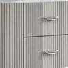 Queen Bedroom Set, Light Gray, Silver, White, Chrome Wood, 3 Piece Set with 2 Nightstands