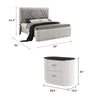 Queen Bedroom Set, Light Gray, Silver, Black, Chrome Wood, 2 Piece Set with Nightstand