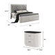 Queen Bedroom Set, Light Gray, Silver, Black, Chrome Wood, 2 Piece Set with Nightstand
