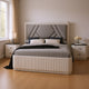 Queen Bedroom Set, Light Gray, Silver, Black, Chrome Wood, 3 Piece Set with 2 Nightstands