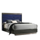 Queen Bedroom Set, Ash Gray, Indigo Blue, Chrome Wood, 2 Piece Set with Nightstand