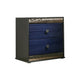Queen Bedroom Set, Ash Gray, Indigo Blue, Chrome Wood, 2 Piece Set with Nightstand