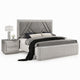 Queen Bedroom Set, Gray, Silver Wood, 2 Piece Set with Nightstand