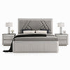 Queen Bedroom Set, Gray, Silver Wood, 3 Piece Set with 2 Nightstands